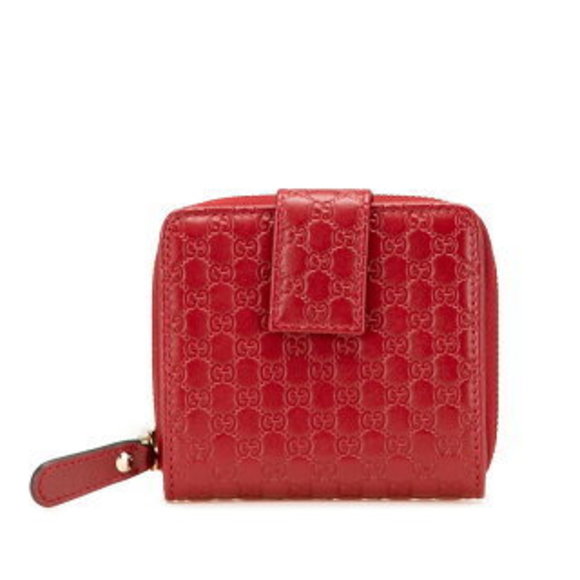 Gucci Guccissima Bifold Wallet Red Leather - Picture 1 of 8